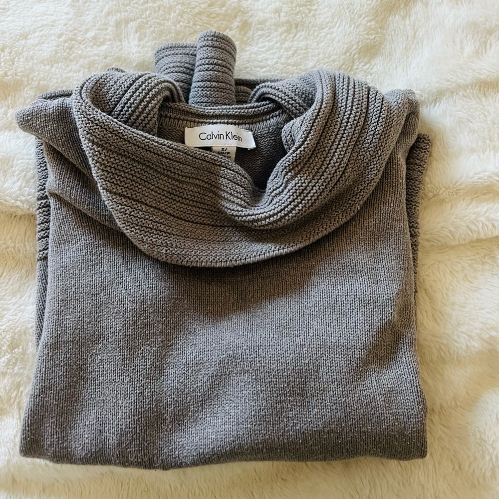 Calvin Klein Cowl Neck Sweater In Grey.